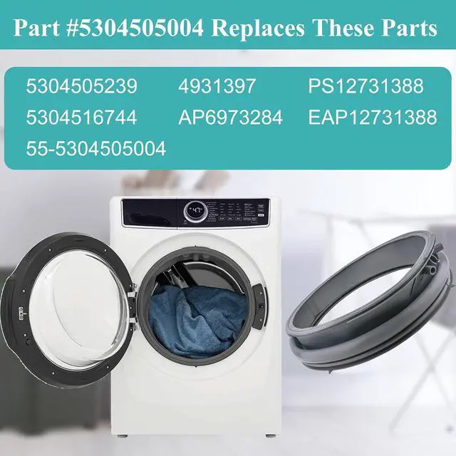 Alt view image 3 of 7 - 5304505004 Washer Door Seal, Replacement Frigidaire 5304516744 5304505239 Door Gasket, Compatible with Electrolux EFLS617STT0 EFLS517SIW0 EFLS627UTT0 EFLS627UTT1 EFLS627UIW0 EFLS527UIW0, 5304516744