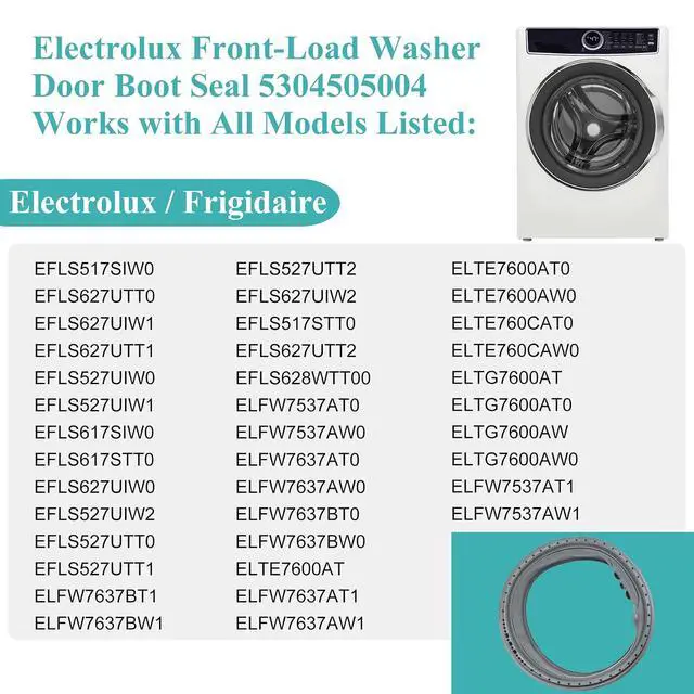 Alt view image 4 of 7 - 5304505004 Washer Door Seal, Replacement Frigidaire 5304516744 5304505239 Door Gasket, Compatible with Electrolux EFLS617STT0 EFLS517SIW0 EFLS627UTT0 EFLS627UTT1 EFLS627UIW0 EFLS527UIW0, 5304516744