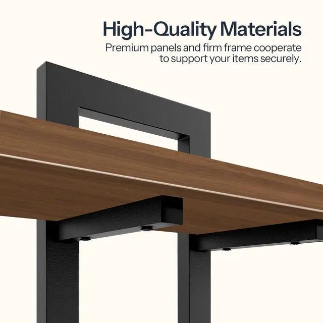 Alt view image 5 of 7 - Floating Shelves, 15 Inch Wall Shelf Set of 3, Wall Mounted Storage Shelves 2-Tier, Hanging Bathroom Shelves, for Living Room, Bedroom, Bathroom, Kitchen, Walnut and Black BH32BJP301