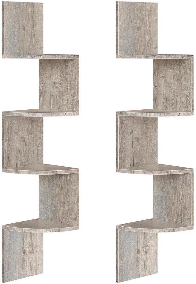 Main image of Corner Shelf Wall-Mounted, Set of 2 Floating Corner Shelves for Wall, 4-Tier Corner Bookshelves for Wall Decor in Living Room, Bedroom, Bathroom, Home Office, Greige BG25BJP201