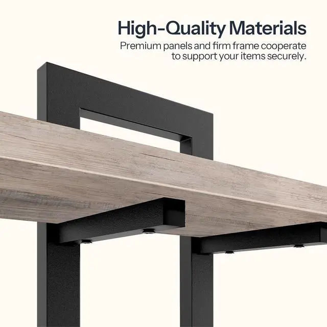 Alt view image 5 of 7 - Floating Shelves, 15 Inch Wall Shelf Set of 4, Wall Mounted Storage Shelves 2-Tier, Hanging Bathroom Shelves, for Living Room, Bedroom, Bathroom, Kitchen, Greige and Black BG32BJP401