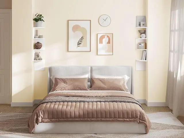 Alt view image 2 of 7 - Corner Shelf Wall-Mounted, Set of 2 Floating Corner Shelves for Wall, 4-Tier Corner Bookshelves for Living Room, Bedroom, Bathroom, Home Office, White WT25BJP201