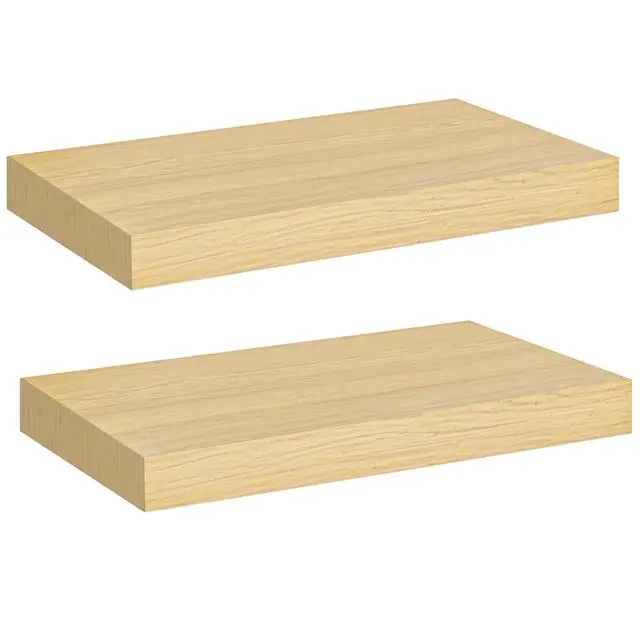Main image of Floating Shelves for Wall, Wall Mounted Shelf Set of 2, 15.7" Hanging Shelf with Invisible Brackets, for Wall Decor Storage in Bathroom Bedroom Kitchen Living Room Office, Natural NL40BJ01