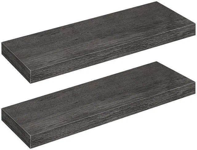 Main image of Floating Shelves for Wall, Wall Mounted Shelf Set of 2, 23.6" Hanging Shelf with Invisible Brackets, for Wall Decor Storage in Bathroom Bedroom Kitchen Livingroom Office, Charcoal Gray BC60BJ01
