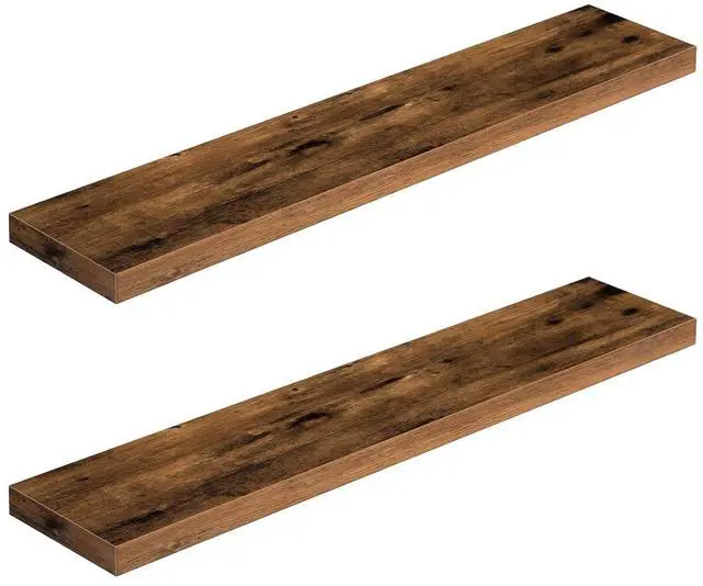 Main image of Floating Shelves for Wall, Wall Mounted Shelf Set of 2, 39.4" Hanging Shelf with Invisible Brackets, for Wall in Bathroom, Bedroom, Toilet, Kitchen, Living Room, Rustic Brown BF100BJP201G2