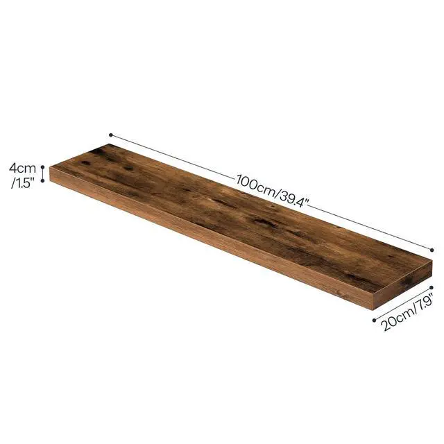Alt view image 3 of 7 - Floating Shelves for Wall, Wall Mounted Shelf Set of 2, 39.4" Hanging Shelf with Invisible Brackets, for Wall in Bathroom, Bedroom, Toilet, Kitchen, Living Room, Rustic Brown BF100BJP201G2
