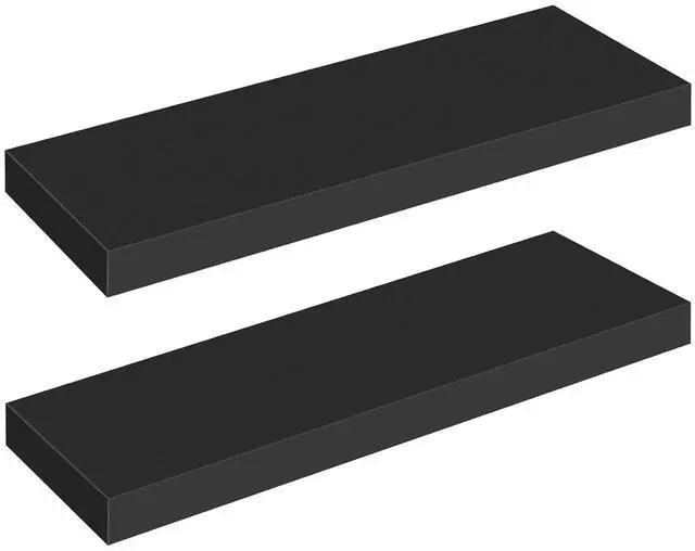 Main image of Floating Shelves for Wall, Wall Mounted Shelf Set of 2, 23.6" Hanging Shelf with Invisible Brackets, for Wall Decor Storage in Bathroom Bedroom Kitchen Living Room Office, Black BK60BJ01