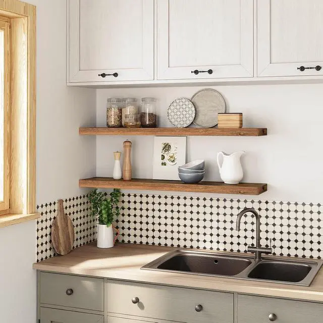 Alt view image 4 of 7 - Floating Shelves for Wall, Wall Mounted Shelf Set of 2, 39.4" Hanging Shelf with Invisible Brackets, for Wall in Bathroom, Bedroom, Toilet, Kitchen, Living Room, Rustic Brown BF100BJP201G2