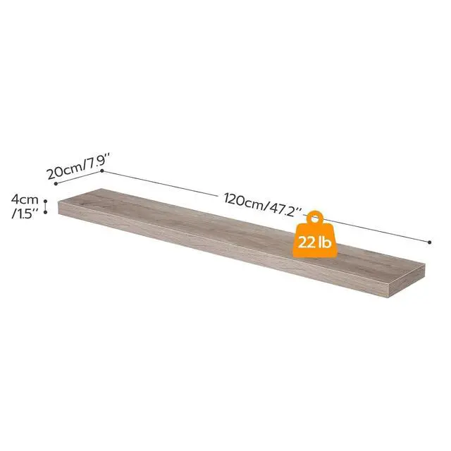 Alt view image 3 of 7 - Floating Shelves for Wall, Wall Mounted Shelf Set of 2, 47.2" Hanging Shelf with Invisible Brackets, for Wall Decor Storage in Bathroom Bedroom Kitchen Living Room Office, Greige BG120BJP201