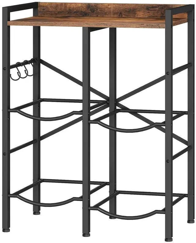 Main image of 5 Gallon Water Jug Holder 4 Bottles, Water Jug Rack, 2 Tier Water Bottle Holder with X-Shape Reinforcement, for Kitchen, Living Room, Office, Rustic Brown and Black BF04ST01