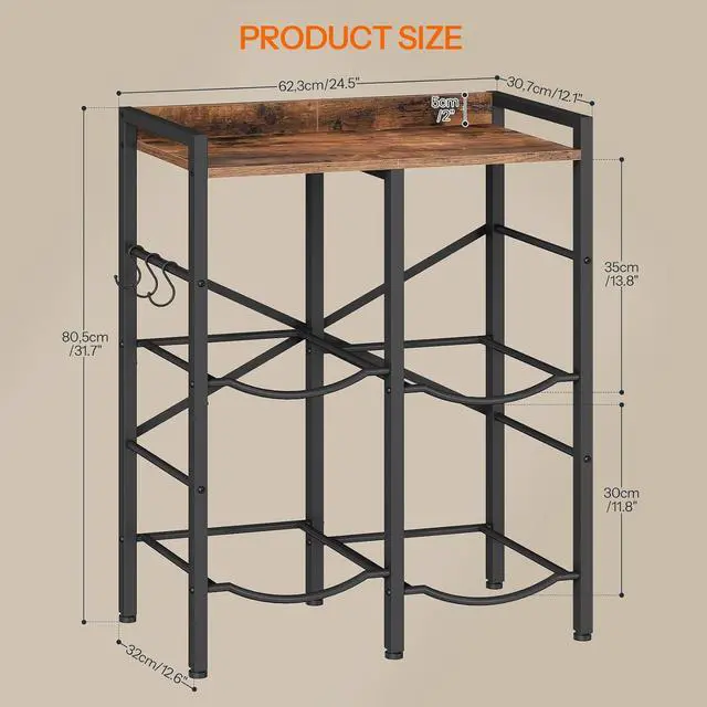 Alt view image 3 of 7 - 5 Gallon Water Jug Holder 4 Bottles, Water Jug Rack, 2 Tier Water Bottle Holder with X-Shape Reinforcement, for Kitchen, Living Room, Office, Rustic Brown and Black BF04ST01