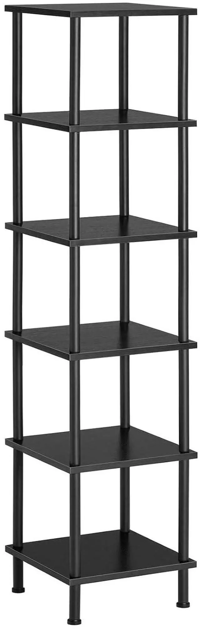 Main image of 6-Tier Corner Shelf, Corner Square Rack Display Shelf, Tall Storage Rack Plant Stand, Bookcase for Small Spaces, Living Room, Home Office, Kitchen, Black BK55CJ01