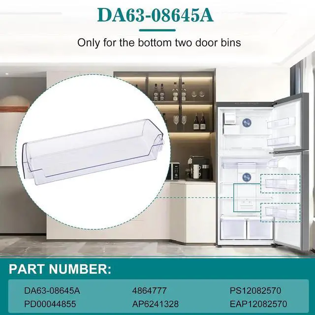Alt view image 3 of 6 - DA63-08645A Door Shelf Bin (OEM) Compatible with samsung RT18M6215SG, RT18M6215SR, etc, Part Number: PD00044855,4864777, AP6241328, PS12082570, EAP12082570,2pc