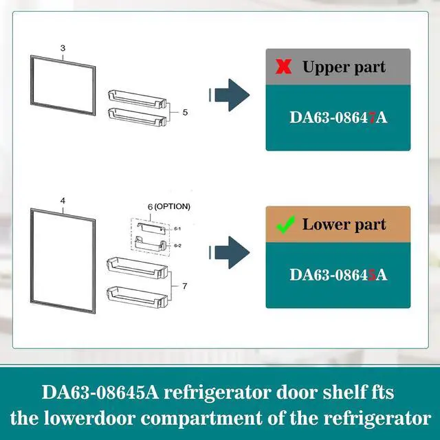 Alt view image 6 of 6 - DA63-08645A Door Shelf Bin (OEM) Compatible with samsung RT18M6215SG, RT18M6215SR, etc, Part Number: PD00044855,4864777, AP6241328, PS12082570, EAP12082570,2pc