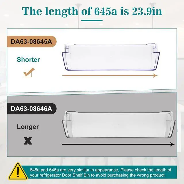 Alt view image 4 of 6 - DA63-08645A Door Shelf Bin (OEM) Compatible with samsung RT18M6215SG, RT18M6215SR, etc, Part Number: PD00044855,4864777, AP6241328, PS12082570, EAP12082570,2pc