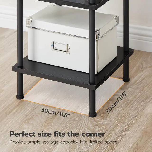 Alt view image 7 of 7 - 6-Tier Corner Shelf, Corner Square Rack Display Shelf, Tall Storage Rack Plant Stand, Bookcase for Small Spaces, Living Room, Home Office, Kitchen, Black BK55CJ01