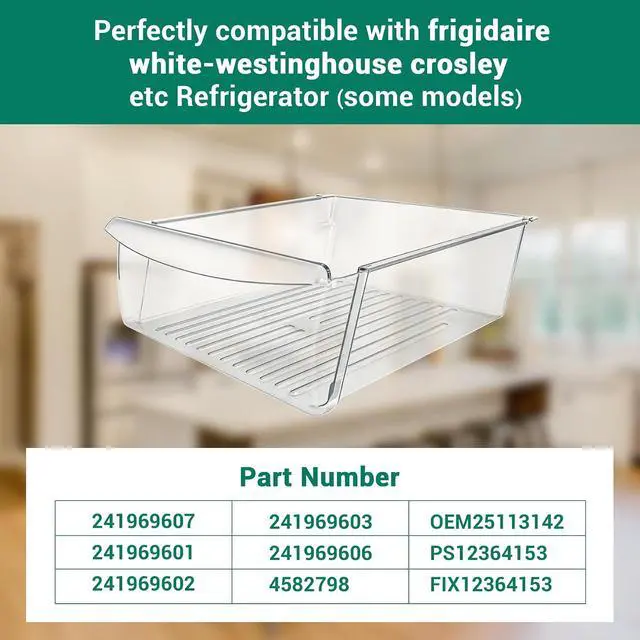 Alt view image 2 of 7 - 241969607 refrigerator Meat Drawer Compatible with frigidaire crosley etc refrigerators (Some models), Replaceable Models 241969601 241969602 241969603 241969606 4582798 OEM25113142 PS12364153 etc