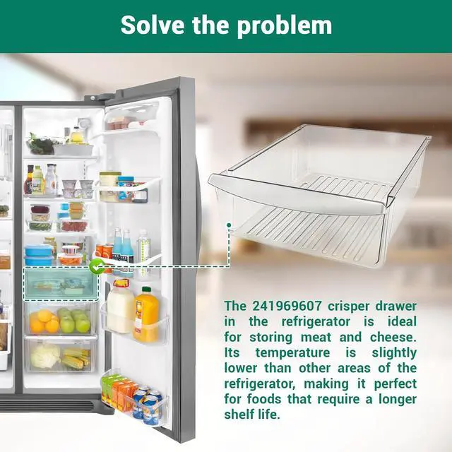 Alt view image 6 of 7 - 241969607 refrigerator Meat Drawer Compatible with frigidaire crosley etc refrigerators (Some models), Replaceable Models 241969601 241969602 241969603 241969606 4582798 OEM25113142 PS12364153 etc