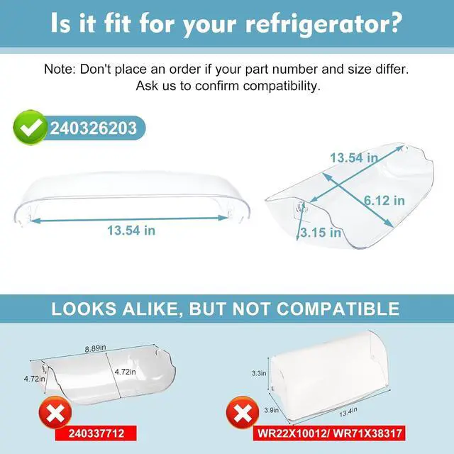 Alt view image 2 of 7 - 240326203 Refrigerator Dairy Door Compatible with frigidaire: DGHS2644KF3, DGHX2655TFC, FFHS2611LBB, FFHS2611LW8 etc. Replace Dairy Bin Cover AP2115795, PS429785, 240326206 etc.