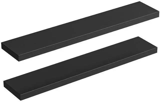 Main image of Floating Shelves for Wall, Wall Mounted Shelf Set of 2, 47.2" Hanging Shelf with Invisible Brackets, for Wall Decor Storage in Bathroom Bedroom Kitchen Living Room Office, Black BK120BJP201