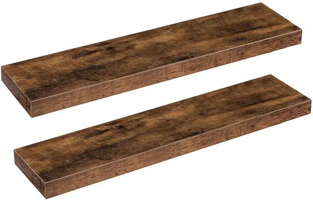 Main image of Floating Shelves for Wall, Wall Mounted Shelf Set of 2, 31.5" Hanging Shelf with Invisible Brackets, for Wall Storage in Bathroom Bedroom Kitchen Living Room Office, Rustic Brown BF80BJP201