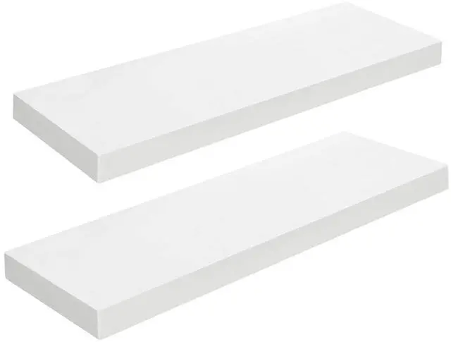 Main image of Floating Shelves for Wall, Wall Mounted Shelf Set of 2, 23.6" Hanging Shelf with Invisible Brackets, for Wall Decor Storage in Bathroom Bedroom Kitchen Living Room Office, White WT60BJ01