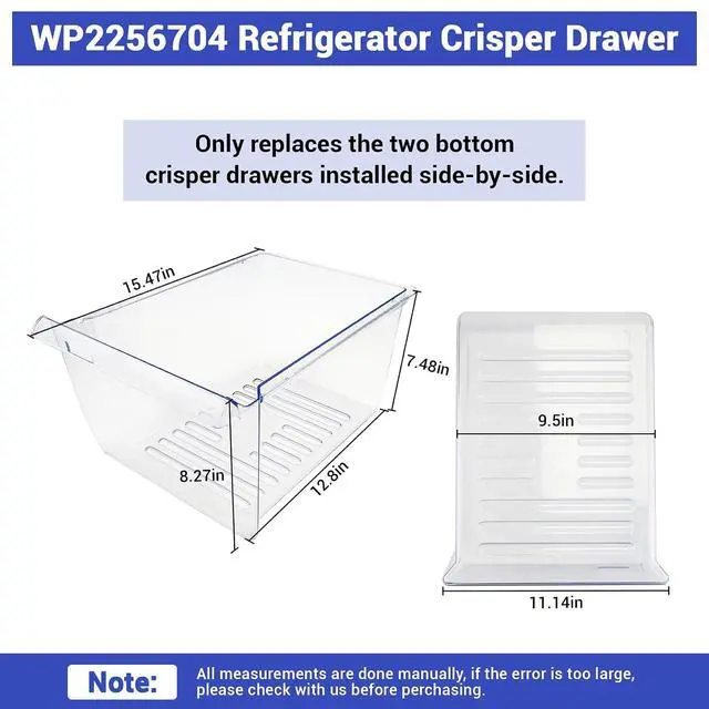 Alt view image 2 of 7 - WP2256704 Refrigerator Crisper Drawer (clear) Compatible with whirlpool, kenmore, amana, maytag etc. Refrigerator Crisper Pan 2256704 replace 1469225, PS11739936, AP6006849, EAP6006849 etc.