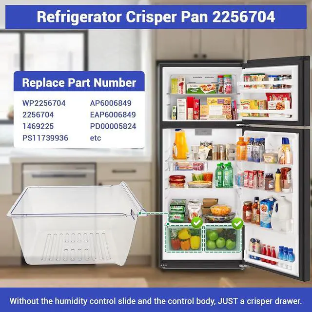 Alt view image 4 of 7 - WP2256704 Refrigerator Crisper Drawer (clear) Compatible with whirlpool, kenmore, amana, maytag etc. Refrigerator Crisper Pan 2256704 replace 1469225, PS11739936, AP6006849, EAP6006849 etc.