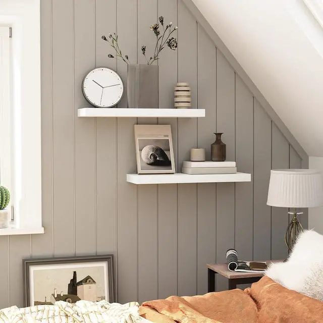 Alt view image 7 of 7 - Floating Shelves for Wall, Wall Mounted Shelf Set of 2, 23.6" Hanging Shelf with Invisible Brackets, for Wall Decor Storage in Bathroom Bedroom Kitchen Living Room Office, White WT60BJ01