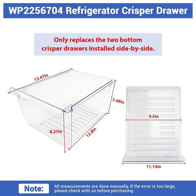 Alt view image 2 of 7 - WP2256704, 2256704 Refrigerator Crisper Drawer Compatible with whirlpool, kenmore, amana, maytag: WRT518SZFM00, WRT518SZFM02, W8RXEGMWB01, WRT518SZFG00 etc. Crisper Pan 1469225, PS11739936, AP6006849