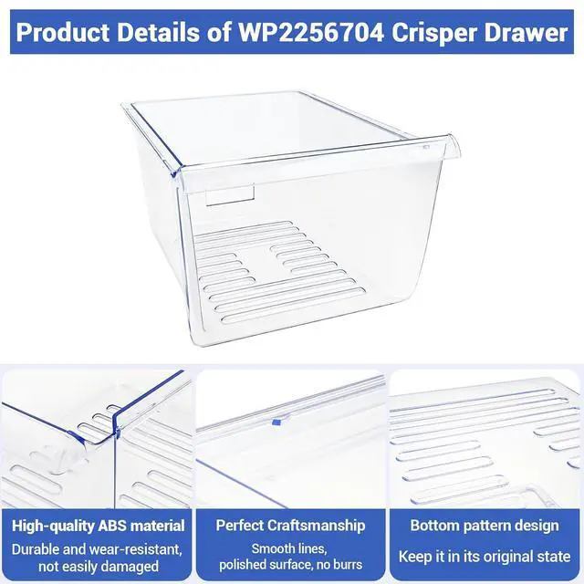 Alt view image 7 of 7 - WP2256704, 2256704 Refrigerator Crisper Drawer Compatible with whirlpool, kenmore, amana, maytag: WRT518SZFM00, WRT518SZFM02, W8RXEGMWB01, WRT518SZFG00 etc. Crisper Pan 1469225, PS11739936, AP6006849