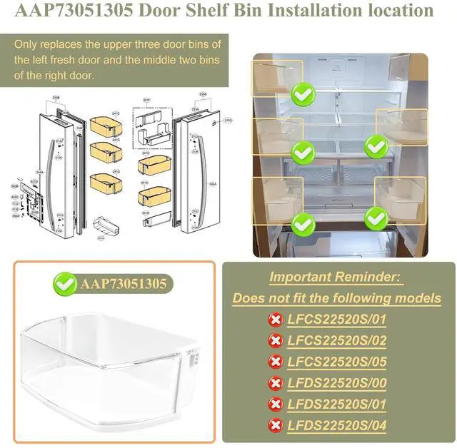 Alt view image 4 of 7 - AAP73051305, AP5959449 Door Shelf Bin Compatible with lg, kenmore Refrigerator(some models,not all): LFCS22520S, LFC22770ST, LFC22770SW, LFC22770SB etc, Replacement Door Basket PS11700735, EAP11700735