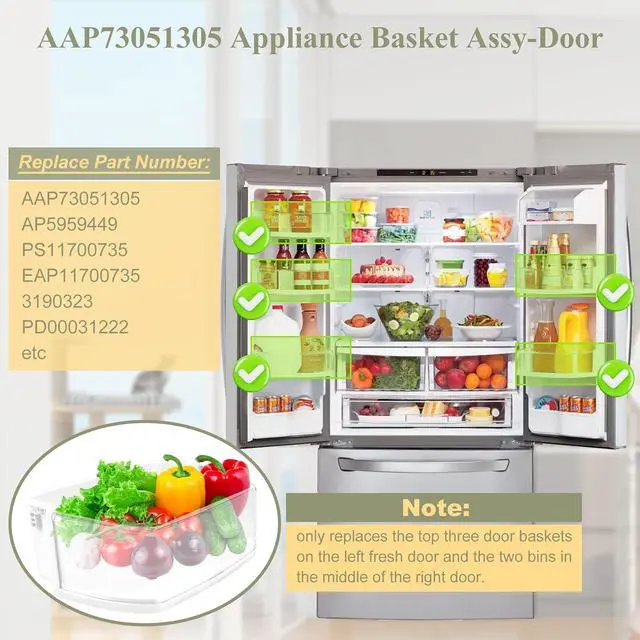 Alt view image 5 of 7 - AAP73051305, AP5959449 Door Shelf Bin Compatible with lg, kenmore Refrigerator(some models,not all): LFCS22520S, LFC22770ST, LFC22770SW, LFC22770SB etc, Replacement Door Basket PS11700735, EAP11700735