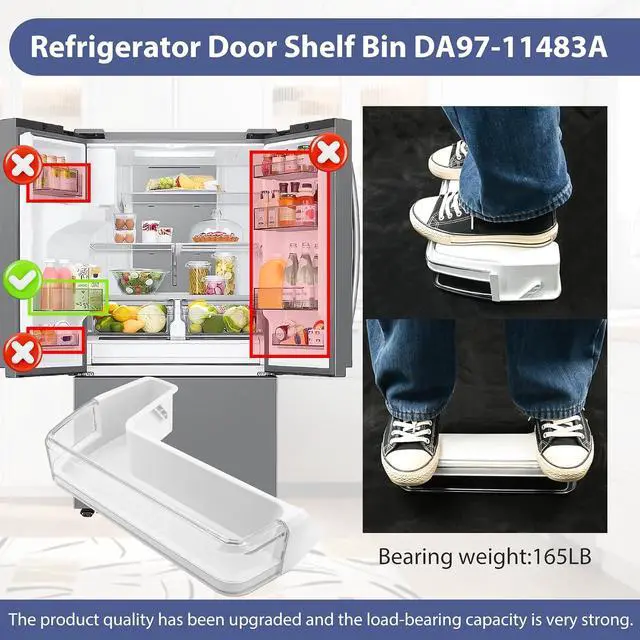 Alt view image 7 of 7 - DA97-11478A Refrigerator Door Bin Compatible with Samsung Refrigerator Left Middle Door Shelf Bin RFG298HDRS, RFG296HDBP, RFG296HDPN, RFG296HDRS etc, Replace DA63-06471A, AP5332064 Door Shelf Bin