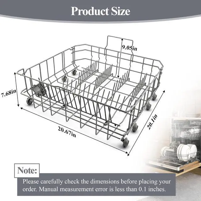 Alt view image 2 of 7 - Upgraded 00770545 Dishwasher Lower Dishrack Compatible with Bosch Dishwasher, Thermador, Gaggenau, Kenmore, Replacement 00248823, 20007749, 00680474, 20008236 Dishwasher Lower Rack