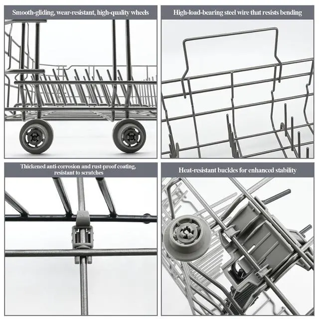 Alt view image 5 of 7 - Upgraded 00770545 Dishwasher Lower Dishrack Compatible with Bosch Dishwasher, Thermador, Gaggenau, Kenmore, Replacement 00248823, 20007749, 00680474, 20008236 Dishwasher Lower Rack