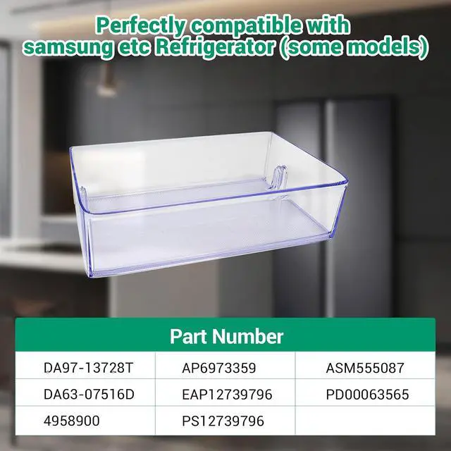 Alt view image 3 of 7 - DA97-13728T Refrigerator Door Shelf Bin Compatible with samsung RH22H9010SR/AA RH29H9000SR/AA RH22H9010SG/AA etc refrigerators (some models), Part Number: DA63-07516D 4958900 AP6973359 EAP12739796 etc