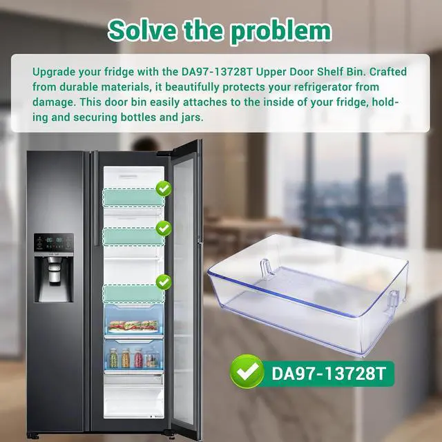 Alt view image 6 of 7 - DA97-13728T Refrigerator Door Shelf Bin Compatible with samsung RH22H9010SR/AA RH29H9000SR/AA RH22H9010SG/AA etc refrigerators (some models), Part Number: DA63-07516D 4958900 AP6973359 EAP12739796 etc