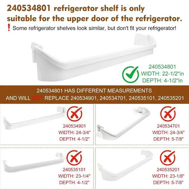 Alt view image 4 of 7 - 240534801 Refrigerator Freezer Door Rack Compatible with Frigidaire, Kenmore, Crosley, White-Westinghouse Refrigerator Door Shelf Bin FRT18B5JM, 253618421 etc, Replace 948953, AP3214632 Door Shelf Bin