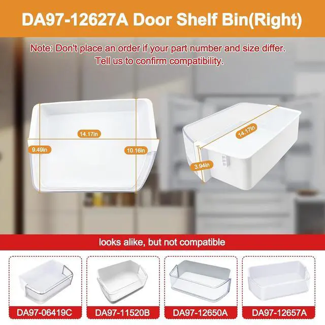 Alt view image 2 of 7 - DA97-12627A Door Shelf Bin Compatible with samsung Refrigerator: RF31FMESBSR/AA, RF323TEDBSR/AA, RF323TEDBWW/AA etc.Assembly Guard-ref R Replacement PS4176638, AP5623305, 3288944, EAP4176638
