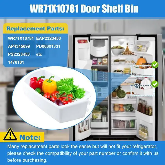 Alt view image 2 of 7 - WR71X10781 Door Shelf Bin Compatible with ge, hotpoint Refrigerator: GSE25GGHECBB, GSS23GGKECBB, GSS25CSHKCSS, GSHS6HGDBCSS etc. Adjustable Door Bin Replacement PS2323453, AP4345099, 1478101 etc.
