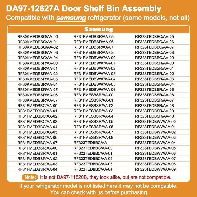 Alt view image 4 of 7 - DA97-12627A Door Shelf Bin Compatible with samsung Refrigerator: RF31FMESBSR/AA, RF323TEDBSR/AA, RF323TEDBWW/AA etc.Assembly Guard-ref R Replacement PS4176638, AP5623305, 3288944, EAP4176638