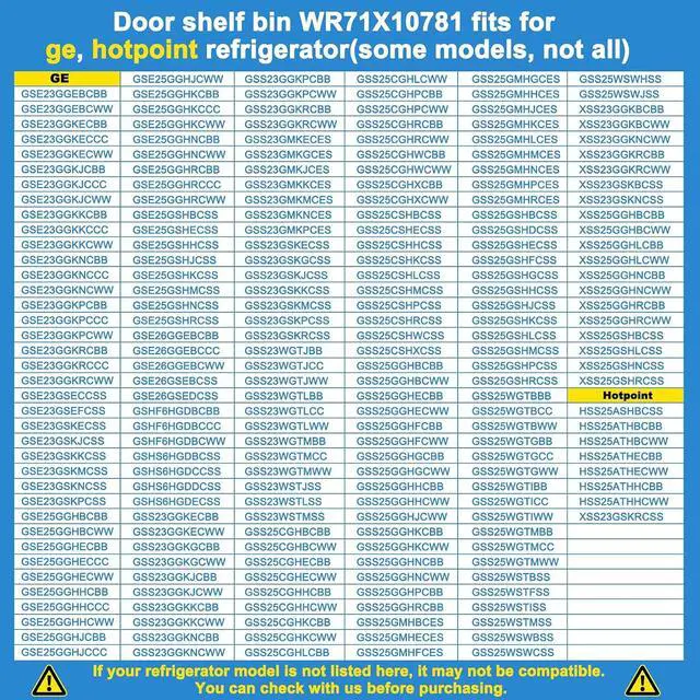 Alt view image 4 of 7 - WR71X10781 Door Shelf Bin Compatible with ge, hotpoint Refrigerator: GSE25GGHECBB, GSS23GGKECBB, GSS25CSHKCSS, GSHS6HGDBCSS etc. Adjustable Door Bin Replacement PS2323453, AP4345099, 1478101 etc.