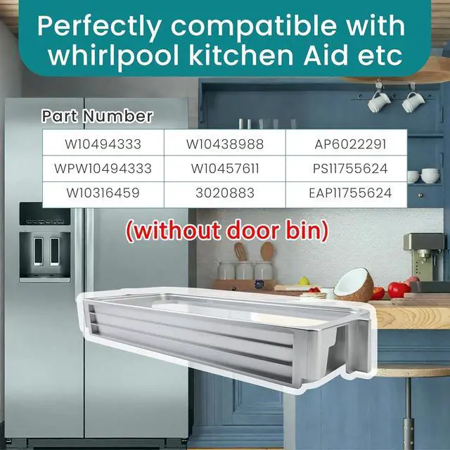 Alt view image 5 of 7 - W10494333 WPW10494333 Shallow Door Shelf Frame (without door bin) Compatible with whirlpool, kitchen aid etc refrigerators (Some models), Replaceable Models W10316459 W10438988 W10457611 3020883 etc