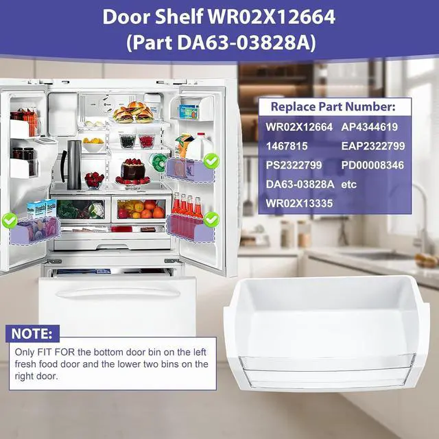 Alt view image 3 of 7 - WR02X12664 Door Shelf Bin Compatible With ge Refrigerator(some models,not all): PFSF6PKXABB, PFSF6PKXCBB, PFSF6PKXBB, Asm Guard Ref 1467815 Replacement PS2322799, DA63-03828A, WR02X13335, AP4344619