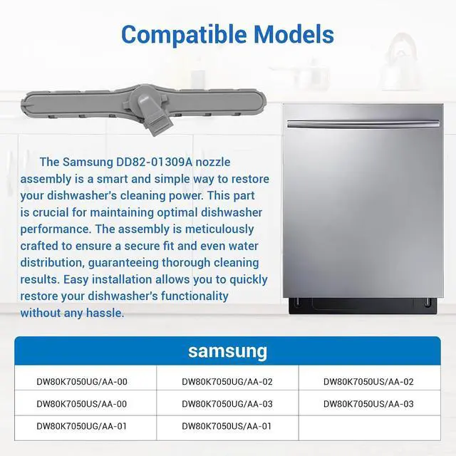 Alt view image 3 of 7 - DD82-01309A top spray arm Compatible with samsung DW80K7050UG, DW80K7050US etc Dishwasher (Some Models), Replace Number: AP6244408, PS12085666, EAP12085666, PD00041014 etc