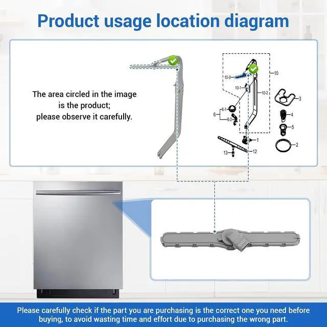 Alt view image 5 of 7 - DD82-01309A top spray arm Compatible with samsung DW80K7050UG, DW80K7050US etc Dishwasher (Some Models), Replace Number: AP6244408, PS12085666, EAP12085666, PD00041014 etc