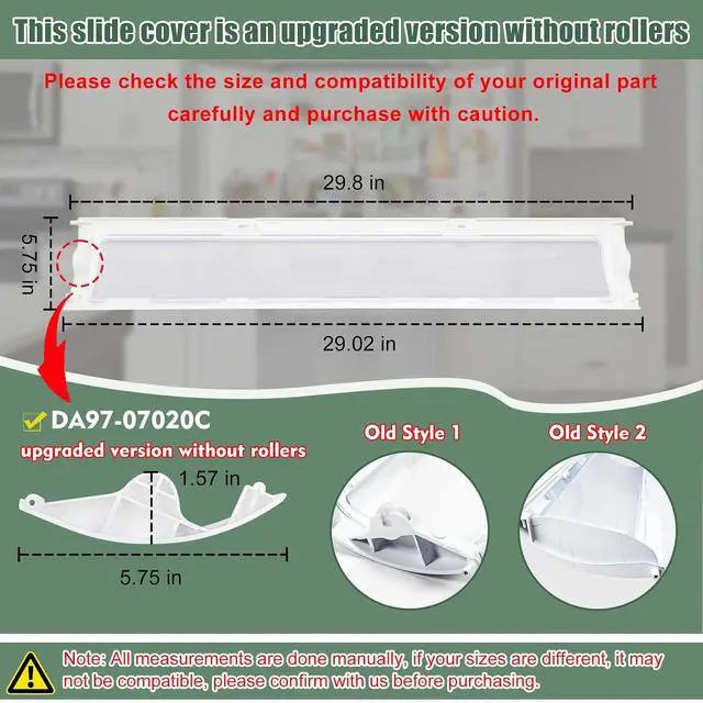 Alt view image 2 of 7 - DA97-07020C, DA63-04615A Pantry Drawer Door Cover Compatible with samsung Refrigerator: RF260BEAEBC/AA, RF260BEAESG/AA etc, Refrigerator Pantry Drawer door Replace DA97-05383E, DA97-05383A etc