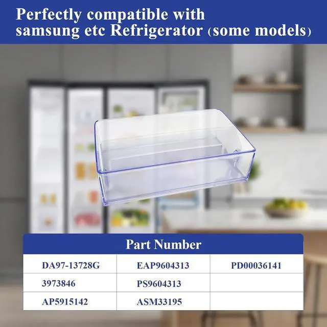 Alt view image 3 of 7 - DA97-13728G Upper Door Shelf Bin Compatible With samsung RH22H9010SR/AA RH29H9000SR/AA RH22H9010SG/AA etc refrigerators (some models), Part Number: 3973846 AP5915142 EAP9604313 PS9604313 ASM33195 etc
