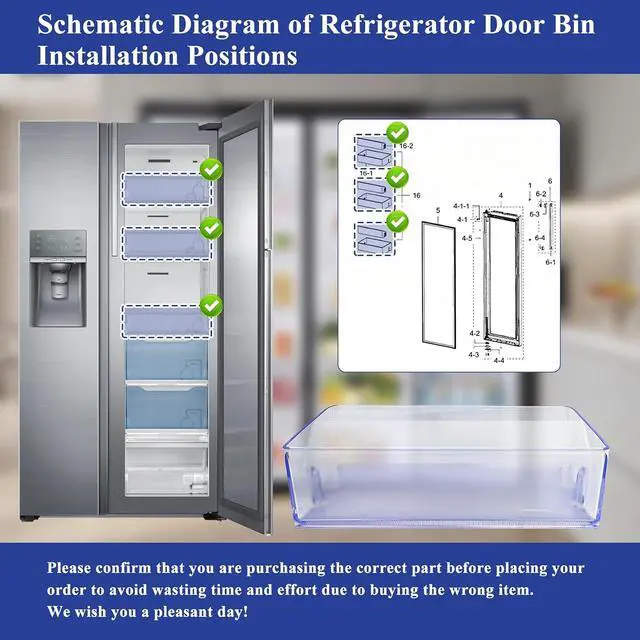 Alt view image 5 of 7 - DA97-13728G Upper Door Shelf Bin Compatible With samsung RH22H9010SR/AA RH29H9000SR/AA RH22H9010SG/AA etc refrigerators (some models), Part Number: 3973846 AP5915142 EAP9604313 PS9604313 ASM33195 etc